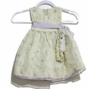 Dimples Girls Light Green Purple Dress Sleeveless Round Neck Acetate Size 18M